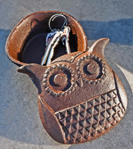 Cast Iron Whimsical Night Owl Small Decorative Jewelry Trinket Box Figurine - £15.68 GBP