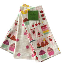Kate Spade New York 3 Pk Kitchen Towels Set Pink Desserts Polka Dots 100% Cotton - £39.06 GBP
