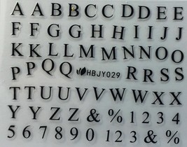 Nail Art 3D Decal Stickers Alphabet Letters Black HBJY029 - £2.64 GBP