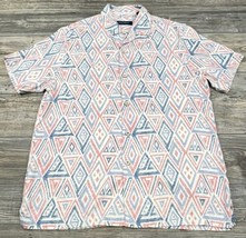 Tommy Bahama Men&#39;s Large Shirt Short Sleeve Button-Front Silk Blend Geometric - £14.22 GBP