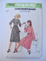 Vtg 1977 Simplicity 7952 Misses Dress Size 10 32.5&quot; Bust Contemporary Fa... - $7.99