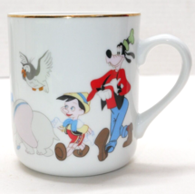 VTG Disney World Park Exclusive Gold Trim Coffee Cup Mug Mickey Dumbo Pinocchio - £11.01 GBP