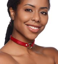 Fiery Pet Leather Choker with Silver Ring - $29.77