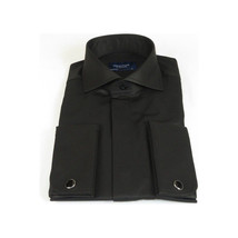Men Sateen Cotton Blend Shirt Manschett Quesste Turkey Slim Fit 4130-03 Black image 4