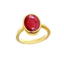 Ruby Ring Astrological Gemstone Ring Panchdhatu Yellow Gold Plated Handmade Ring - £40.93 GBP