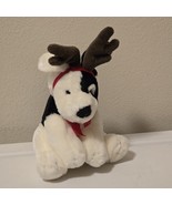 Vintage Russ Sprockets White Black Dog w/ Deer Antlers Plush #75538 7.5&quot; - $31.37 CAD