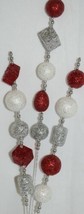 TII Collections Glittery Silver White Red Holiday Round Square Cylinder Spray image 2
