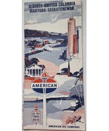 Vintage American Oil Company Alberta British Columbia Manitoba Road Map ... - $4.99