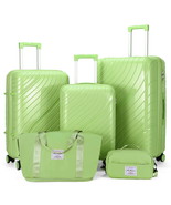 5 Piece Luggage Sets, PP Hardside Luggage Suitcase Set with Portable Tra... - $126.75 CAD