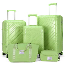 5 Piece Luggage Sets, PP Hardside Luggage Suitcase Set with Portable Tra... - $89.99