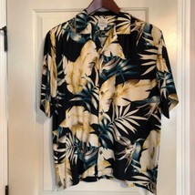  TOMMY BAHAMA 100% Silk Black Multi Color Print Short Sleeve Shirt SZ L - $34.65