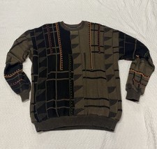 Men’s Tundra Canada VTG Coogi Style Neutral Browns Sweater Size Large Boxy  - £50.54 GBP
