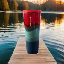 Starbuck Color Wave Trio 24 Oz Summer 2020 Cold Cup Tumbler Red Blue - $14.85