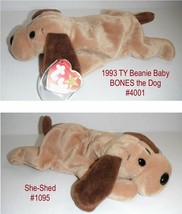 Ty Beanie Babies Bones The Dog Rare With Tag Errors 4001 Vintage 1993 - £7.80 GBP