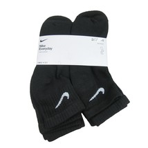 Nike Everyday Cushioned Ankle Socks Black 6 Pack Women&#39;s 6-10 / Youth 5Y-7Y NEW - £21.34 GBP