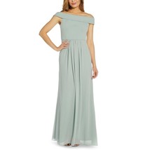 NWT ADRIANNA PAPELL Chiffon Off the Shoulder Gown in Frosted Sage Green ... - £58.50 GBP