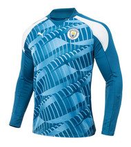Puma Manchester City Prematch LS Sweatshirt Men&#39;s Sports Scccer Top 772845-10 - £84.63 GBP
