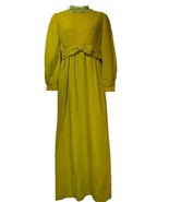 vintage lorrie deb green lace collar long sleeve bow waist modesty dress... - $89.09