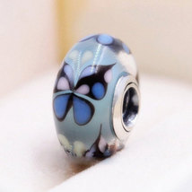 Blue Butterfly Kisses Murano Glass Charm Bead For European Bracelet - £7.85 GBP