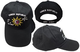 Conch Republic Key West 1828 Black Cotton Adjustable Embroidered Hat Cap - £18.57 GBP