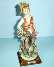 Giuseppe Armani Young Traveler Boy Capodimonte Figurine 9&quot; H 1980&#39;s - £85.28 GBP