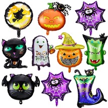 10 Pieces Halloween Balloons Halloween Foil Balloons Halloween Foil Balloon Pump - £25.36 GBP