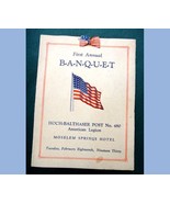 1930 antique LOT~PATRIOTIC FLAG FABRIC PIN+1st ANNUAL BANQ.AMERICAN LEGI... - £97.30 GBP