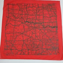 Vintage 1989 Road Highway Map Bandana Red Oklahoma Texas Approx 21x21&quot; - £8.82 GBP