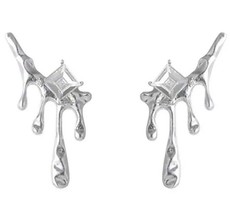 Hearts Drip Hoop Earrings Off White Chrome Designer Maison Plein Misbhv Smfk Y2K - £3.17 GBP