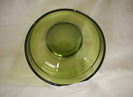 Avocado Green Glass Cereal Bowl Anchor Hocking Footed Vintage AH MCM - £13.39 GBP