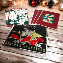 Vtg Lot 8 Elegant Christmas Cards Hallmark Holly Holiday Foil Lined Envelopes  - £11.21 GBP