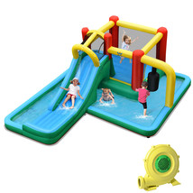 Inflatable Water Slide Park Climbing Bouncer Bounce House w/Tunnel &amp; Air... - £387.66 GBP