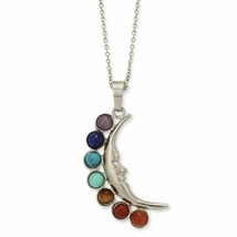Spiritual Nights Chaka Stone Crescent Celestial Moon Necklace - £12.72 GBP