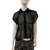 Sheer On Trend Charlotte Russ Black Transparent Blouse With Lace Cut Out... - £11.72 GBP