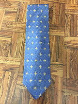 MURANO 100% Imported Silk Made in USA Men&#39;s Tie ~ 57&quot; x 4&quot; ~ Blue &amp; Gold Diamond - $6.84