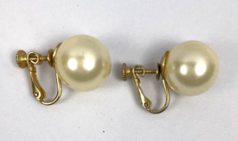 Vintage Marvella Earrings Button Pearl Clip On Screw Back Sterling Silver - £12.58 GBP