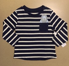 NEW Baby Boy Cute Walrus in a Pocket Print Long Sleeves Striped Navy Inf... - £10.21 GBP