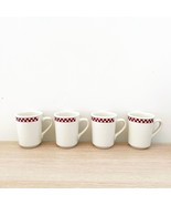 4 Homer Laughlin China Checkers Scarlet Red Rim Ceramic Coffee Mug Diner - £42.84 GBP