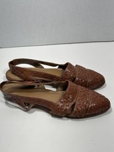 Vintage Bass O’Hara Woven Slingback Sandals 80’s 90’s Shoes Brown Leather 8.5 N - $29.39