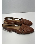 Vintage Bass O’Hara Woven Slingback Sandals 80’s 90’s Shoes Brown Leathe... - $29.39