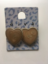 Earrings - Heart Shaped Caramel Swirl (Diva) - £3.35 GBP