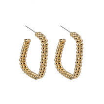 18K Gold-Plated Beaded Open Rectangle Hoop Earrings - £10.38 GBP