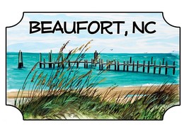 Beaufort NC Lookout Dock Scene High Quality Decal Car Truck Window Cup C... - $6.95+