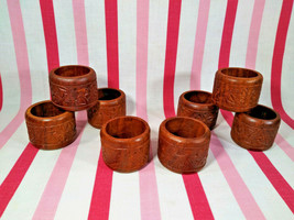 Wonderful Mid Century Hand Carved 8pc Wooden Napkin Holders Made in India - £12.58 GBP