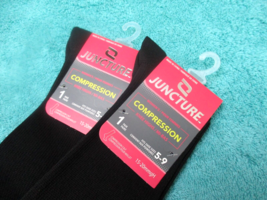 Compression Socks 2 Pairs Women&#39;s Black Juncture Shoe Size 5-9 Knee High #6 - £12.33 GBP