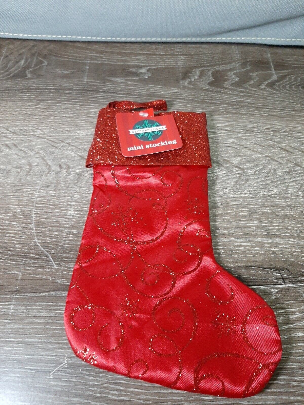 (1) December Home Mini Stocking, Glittery Red. New - $10.06