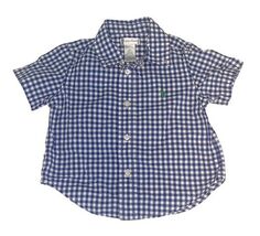 Ralph Lauren Baby Boys Gingham Button Down Shirt Blue White 12M Polo - $9.89