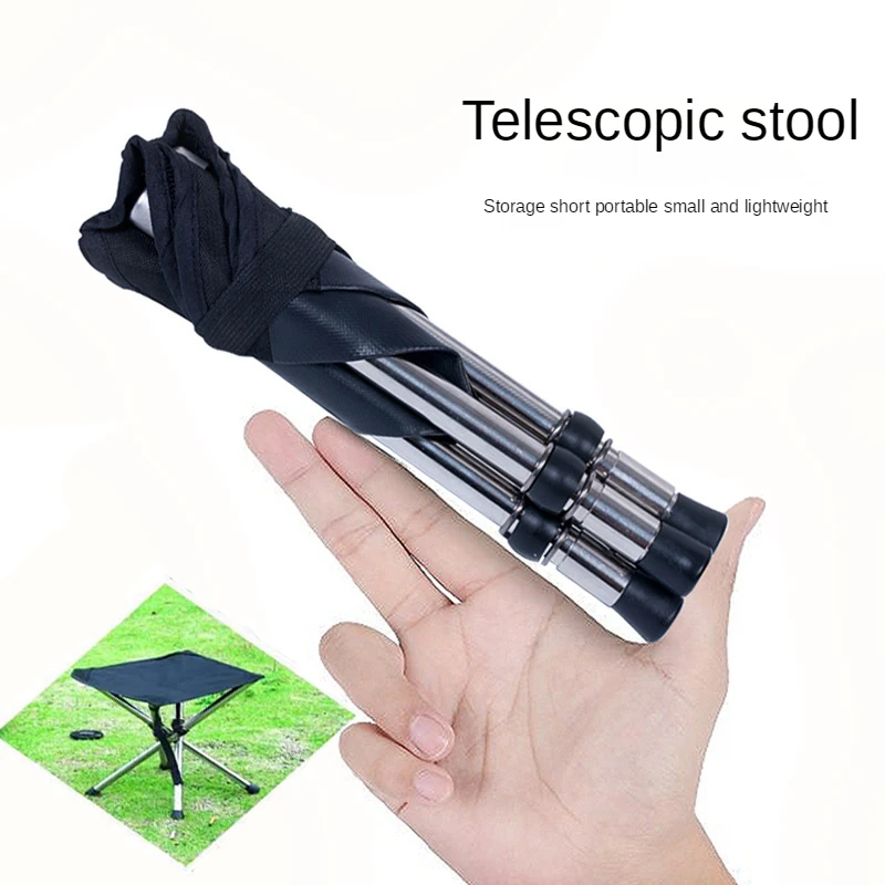 Stainless Steel Folding Outdoor Portable Telescopic Stool Camping Fishing Stool - £23.62 GBP+