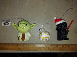 22AA23 Assorted Star Wars Christmas Tree Ornaments, Yoda, Darth Vader, Droid - £14.88 GBP
