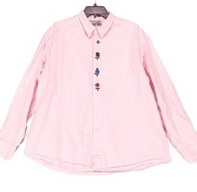 Chicos Design Blouse 4 Xxl One Size Pink Pastel Cotton Shirt Topper Embroidery - £19.43 GBP